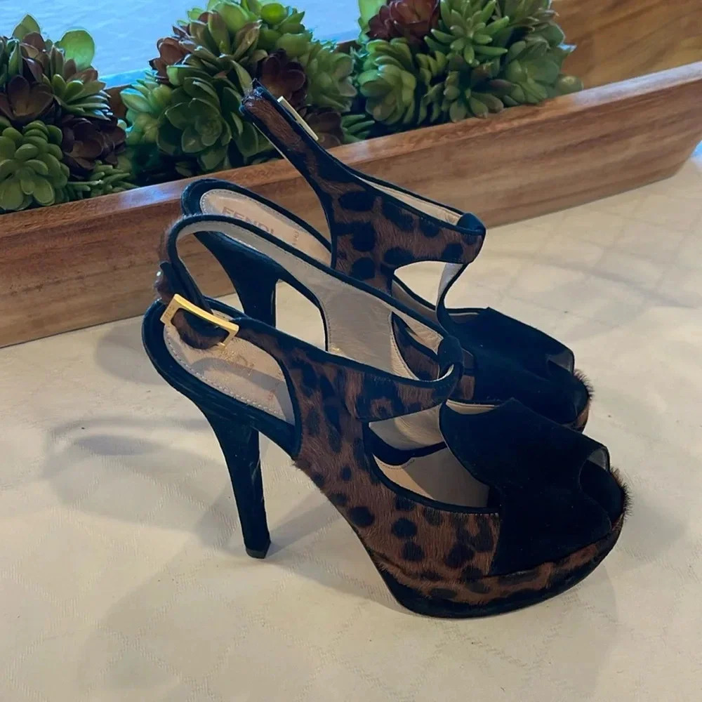 Fendi Leopard Print and Black Heels